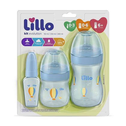 Imagem de Kit de Mamadeira Primeiros Passos 50/150/240ml Azul - Lillo