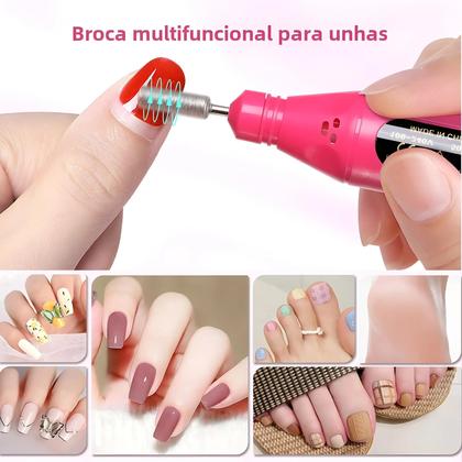 Imagem de Kit de Manicure Portátil 6 em 1 - Lixa, Polidor e Broca Elétrica