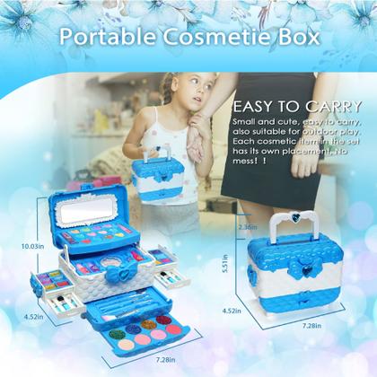 Imagem de Kit de maquiagem Amerrly Kids para meninas de 4 a 9 anos com 57 unidades