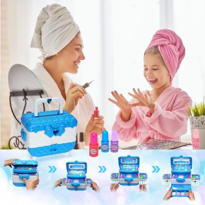 Imagem de Kit de maquiagem Amerrly Kids para meninas de 4 a 9 anos com 57 unidades