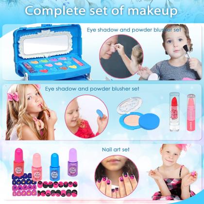 Imagem de Kit de maquiagem Amerrly Kids para meninas de 4 a 9 anos com 57 unidades
