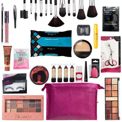 Imagem de Kit De Maquiagem Completo Profissional + Sombras Bz02-1 - Pele Branca