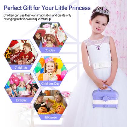 Imagem de Kit de maquiagem DAUXONE para meninas com espelho iluminado por LED de 3 cores