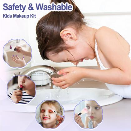 Imagem de Kit de maquiagem DAUXONE para meninas com espelho iluminado por LED de 3 cores