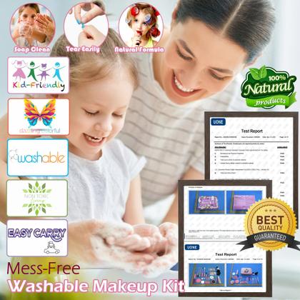 Imagem de Kit de maquiagem HERAPFANN Kids lavável para meninas de 3 a 12 anos