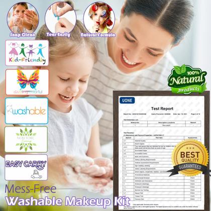 Imagem de Kit de maquiagem HERAPFANN Kids para meninas de 4 a 12 anos lavável roxo