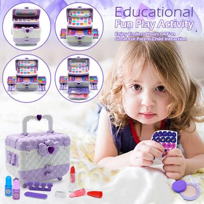 Imagem de Kit de maquiagem HERAPFANN Kids para meninas de 4 a 12 anos lavável roxo