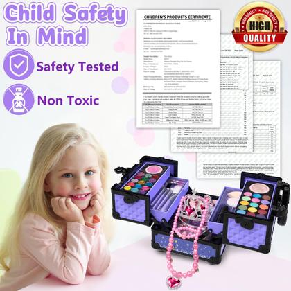 Imagem de Kit de Maquiagem Hollyhi 62 Peças para Meninas (3 a 12 anos) - Estojo Roxo