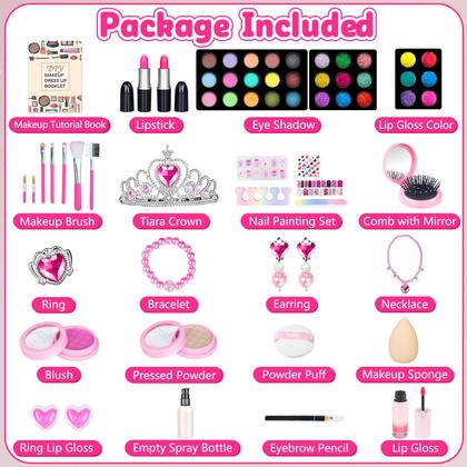 Imagem de Kit de maquiagem Hollyhi 65 peças infantis para meninas de 3 a 12 anos com estojo