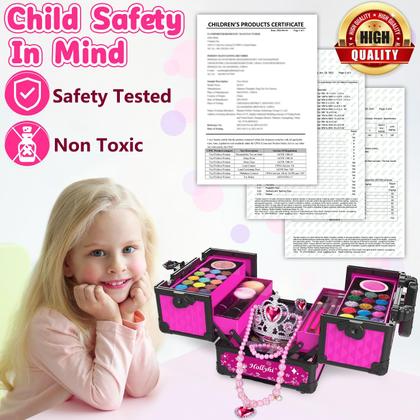 Imagem de Kit de maquiagem Hollyhi 65 peças infantis para meninas de 3 a 12 anos com estojo