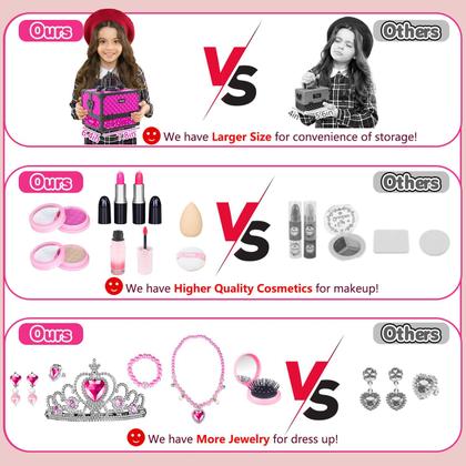 Imagem de Kit de maquiagem Hollyhi 65 peças infantis para meninas de 3 a 12 anos com estojo