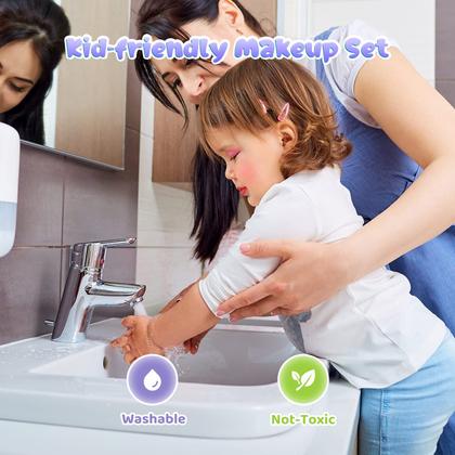 Imagem de Kit de Maquiagem Infantil Perryhome para Meninas - 35 Peças Laváveis