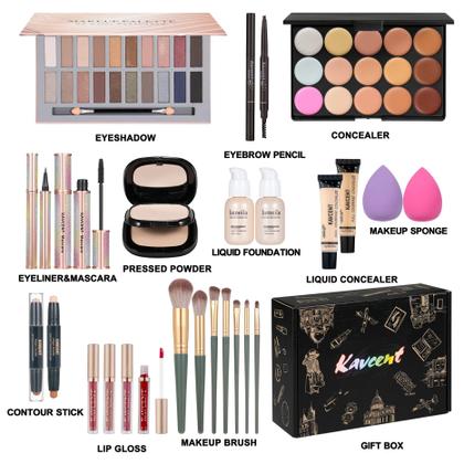 Imagem de Kit de maquiagem KAVCENT Kit completo com paleta de sombras de 20 cores