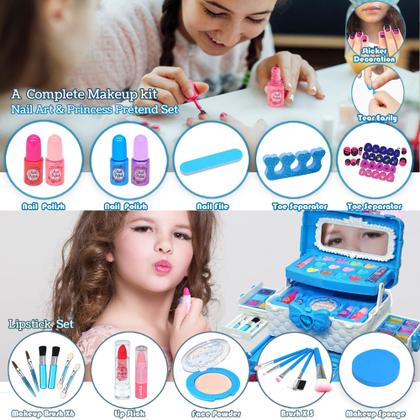 Imagem de Kit de maquiagem ROKKES para meninas de 3 a 12 anos Pretend Cosmetic 57 unidades