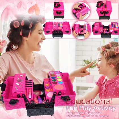 Imagem de Kit de maquiagem ROKKES para meninas de 4 a 12 anos - lavável e não tóxico