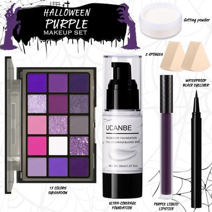 Imagem de Kit de maquiagem UCANBE Purple Halloween SFX com sombra e batom