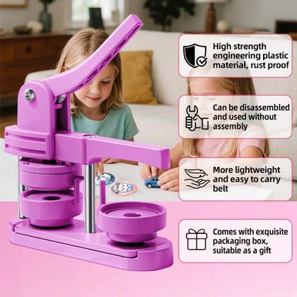 Imagem de Kit de máquina para fazer bottons Freeingbag 58 mm DIY, cor rosa