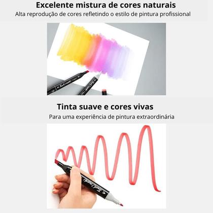 Imagem de Kit de marcadores com 48 peças de marcadores de ponta dupla