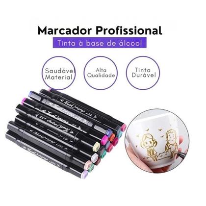 Imagem de Kit de marcadores com 48 peças de marcadores de ponta dupla