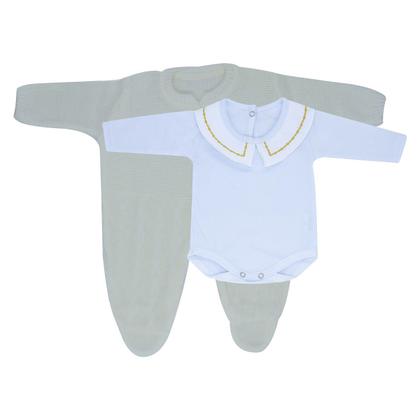 Imagem de Kit de Maternidade Trançado e Body com Gola Bordada Gold