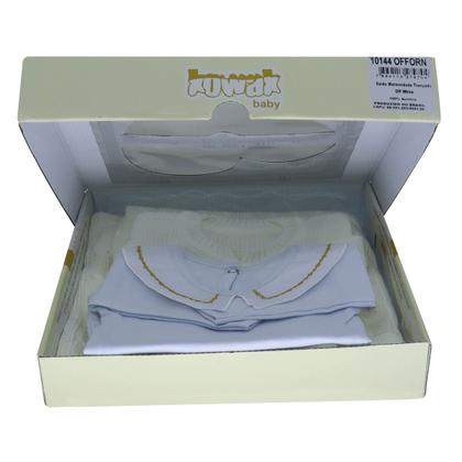 Imagem de Kit de Maternidade Trançado e Body com Gola Bordada Gold