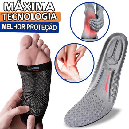 Imagem de Kit de Meia Para Dores e Câimbras + Palmilha Anti Impacto Para Corrida Caminhada Original 