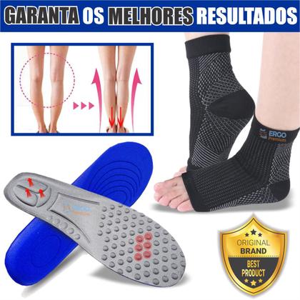 Imagem de Kit de Meia Para Dores e Câimbras + Palmilha Anti Impacto Para Corrida Caminhada Original 