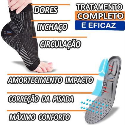 Imagem de Kit de Meia Para Dores e Câimbras + Palmilha Anti Impacto Para Corrida Caminhada Original 