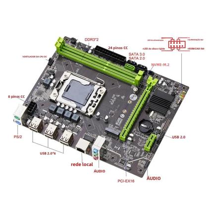Imagem de Kit de Memória DDR3 16GB Qiyida X79 - Placa-Mãe, NVMe, SATA 3.0, Servidor ATX E5 V32