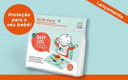 Imagem de Kit de mesa Baby Eats - 3 Babadores + 3 jogos americanos com bordas adesivas