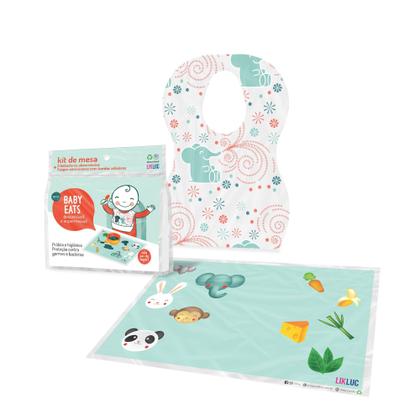 Imagem de Kit de mesa Baby Eats - 3 Babadores + 3 jogos americanos com bordas adesivas