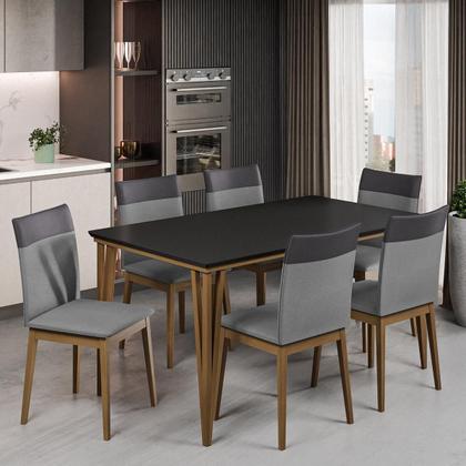 Imagem de Kit de Mesa de Jantar Safira 160x90cm com 6 Cadeiras Cristal