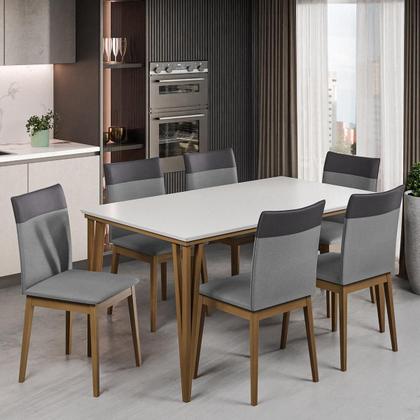 Imagem de Kit de Mesa de Jantar Safira 160x90cm com 6 Cadeiras Cristal