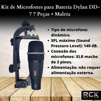 Imagem de Kit de Microfones para Bateria Dylan DD-7 7 Peças + Maleta