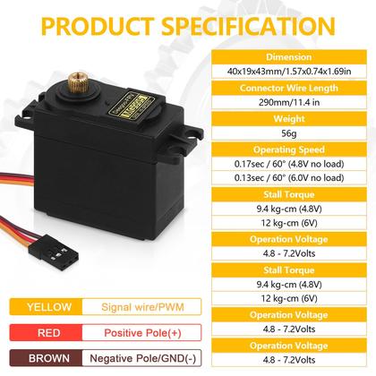 Imagem de Kit de microservomotor DEEGOO-FPV MG995 55g para robô de carro RC