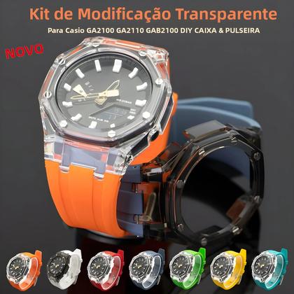 Imagem de Kit De Modificação Transparente Casioak GA2100 GA2110 Com Pulseira De Borracha E Acessórios De