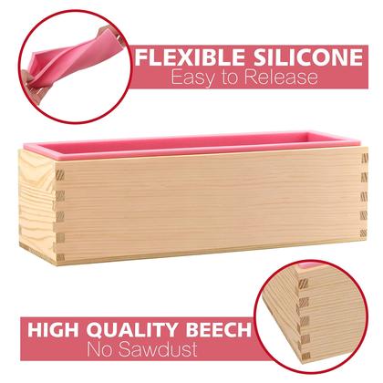 Imagem de Kit de moldagem de sabão LERYKIN Retangular de 1250 mL de silicone com cortador