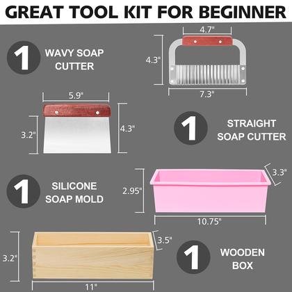 Imagem de Kit de moldagem de sabão LERYKIN Retangular de 1250 mL de silicone com cortador