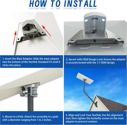 Imagem de Kit de montagem: prato padrão CEKAY Starlink Gen3/V3 com poste de 51 cm