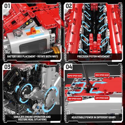 Imagem de Kit de motor modelo Mold King V12 Engine 3472 unidades para crianças maiores de 8 anos