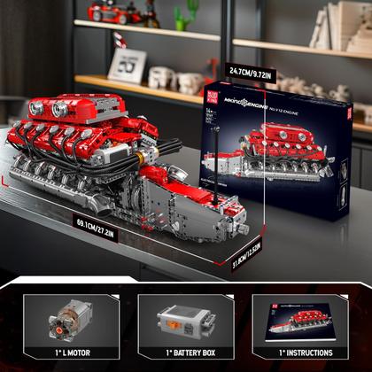Imagem de Kit de motor modelo Mold King V12 Engine 3472 unidades para crianças maiores de 8 anos