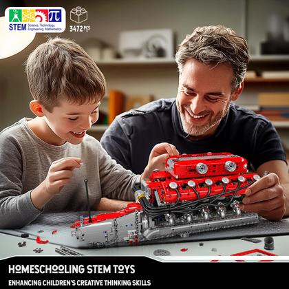 Imagem de Kit de motor modelo Mold King V12 Engine 3472 unidades para crianças maiores de 8 anos