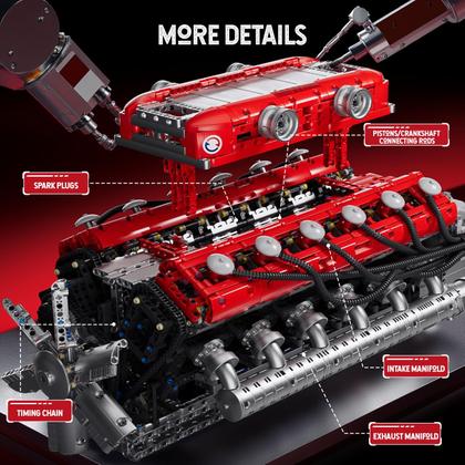 Imagem de Kit de motor modelo Mold King V12 Engine 3472 unidades para crianças maiores de 8 anos