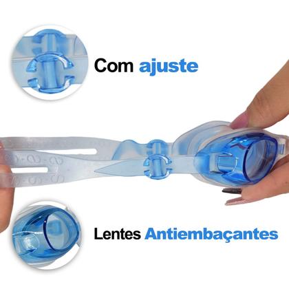 Imagem de Kit De Natação Completo DM Splash Com Touca Siliconada Óculos Ajustável E Tampão De Ouvido Em Silicone E Estojo Para Armazenamento