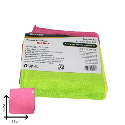 Imagem de Kit de Panos de Limpeza de Microfibra 35x35cm Não solta pêlo Limpeza de casa carro