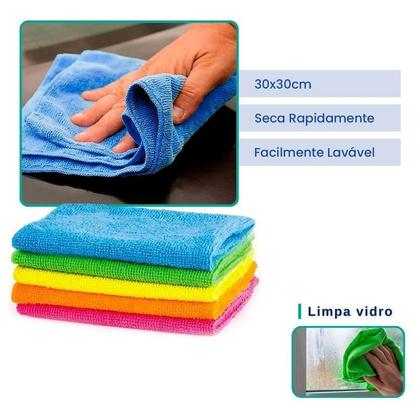 Imagem de Kit de Panos de Microfibra Reutilizáveis com 10 Unidades