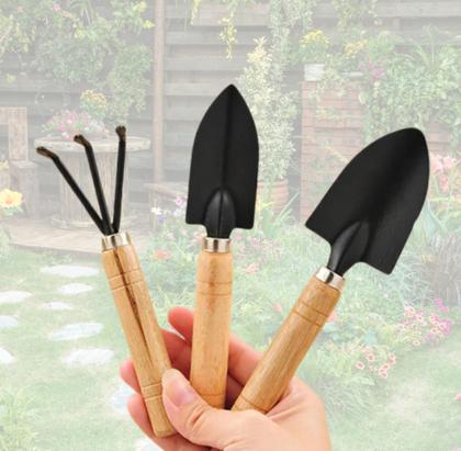 Imagem de Kit De Pás Jardinagem Em Aço Jardim 18cm 3 Peças