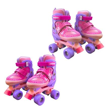 Imagem de Kit de Patins Ajustáveis Kp2230 Rosa e Lilás - Tamanho 30 a 33