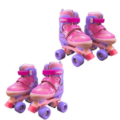 Imagem de Kit de Patins Ajustáveis Kp2230 Rosa e Lilás - Tamanho 30 a 33
