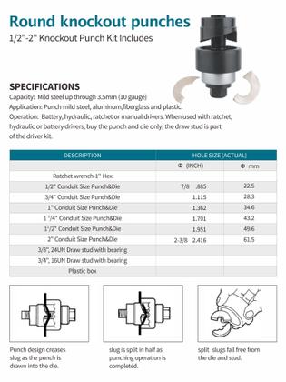 Imagem de Kit de perfurador manual AMZCNC com 1/2-2 polegadas